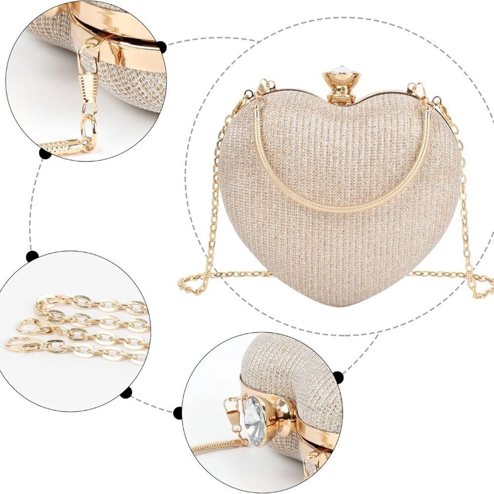 Heart Shape Tote Handbag Women's PU Leather Small Crossbody Clutch - Picture 7 of 7